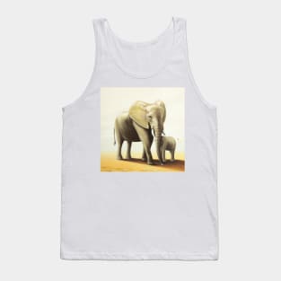 Elephant with baby taking a stroll Tank Top